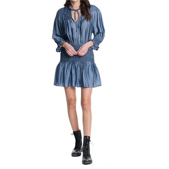 Frye Anthro Cara Smocked Embroidered Tunic Dress - Picture 4 of 8